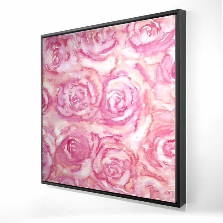 Rosa Ramo de rosas en | impresión enmarcada en lienzo 36 «x 36" de venta al por mayor en Faire