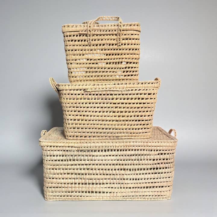 Melecraft - Wholesale Basket - Storage Basket Palm Leaf, Wicker Storage Trunk6