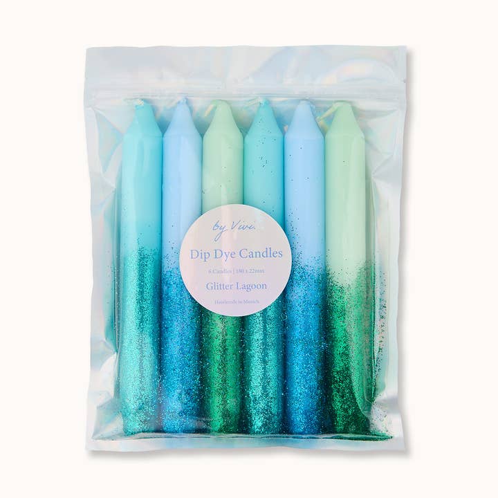 Dip Dye Candle Set: Glitter Lagoon for wholesale by by Vivi.