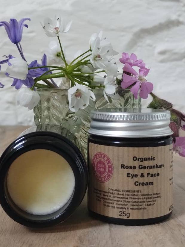 Organic Rose Geranium Eye & Face Cream for wholesale by Heavenly Organics Skin Care
