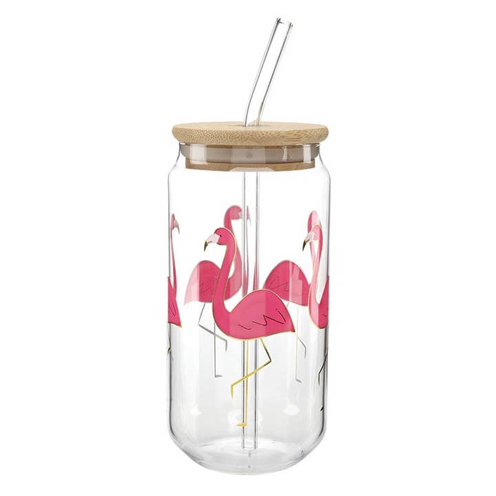 Glass Tumbler - Flamingo - 16oz for wholesale by Slant Collections by Creative Brands