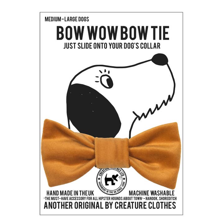 Papillon per cane in velluto senape per la vendita all'ingrosso da parte di Creature Clothes