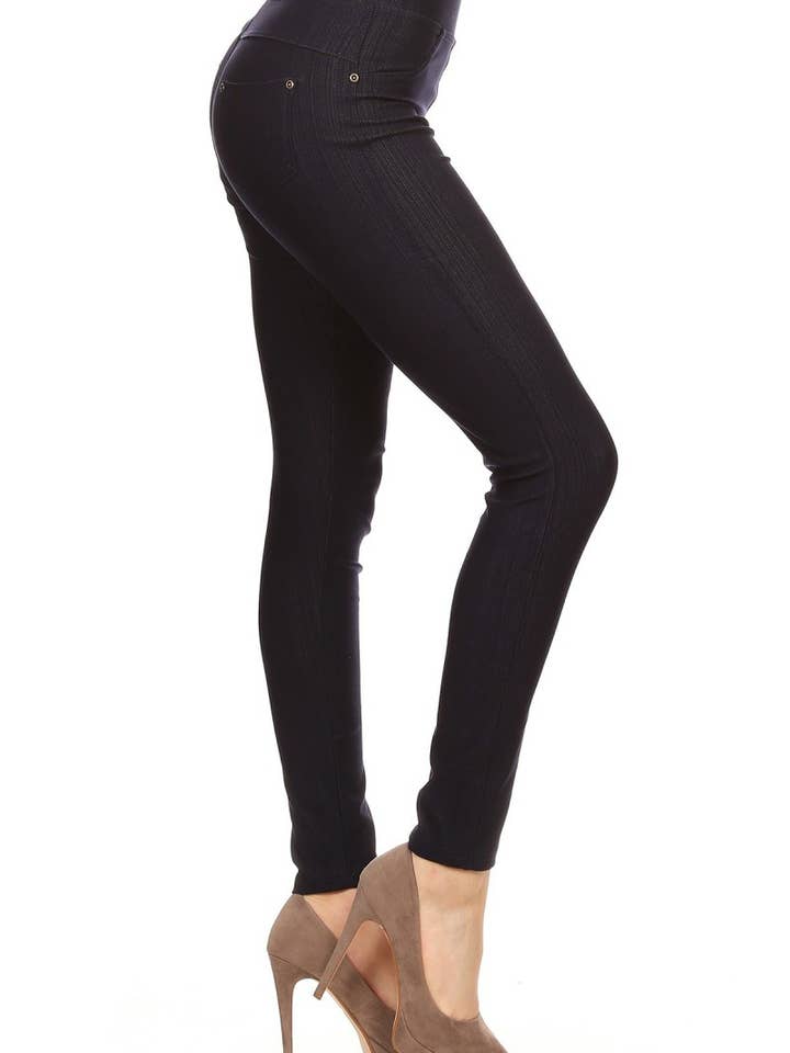 Premium Denim Jeggings - Navy Women's Pants for wholesale by LeggingGirl.com