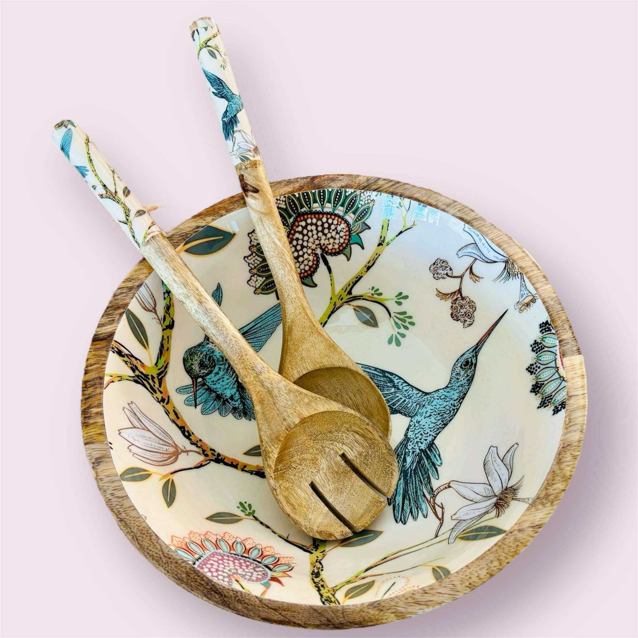 Bohozena – wholesale Serving bowl – Hummingbird Mango Wood Serving Bowl, Wood Salad Bowl12