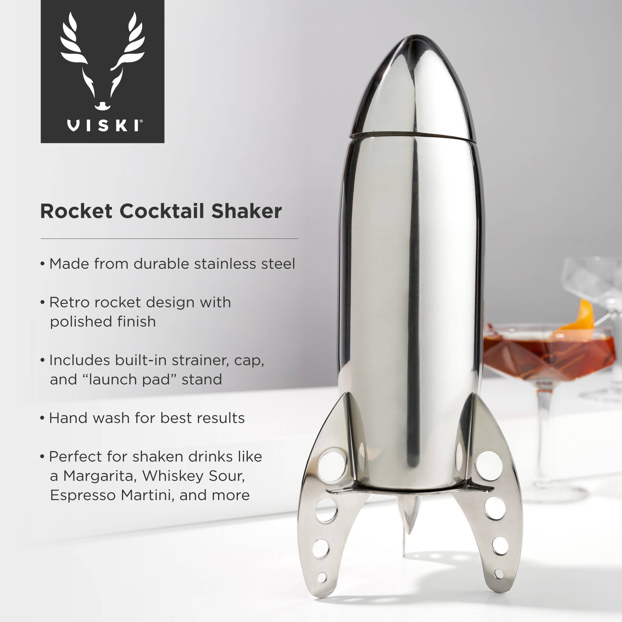 True Brands - Wholesale Cocktail Shaker - Irving™ Stainless Steel Rocket Cocktail Shaker By Viski4