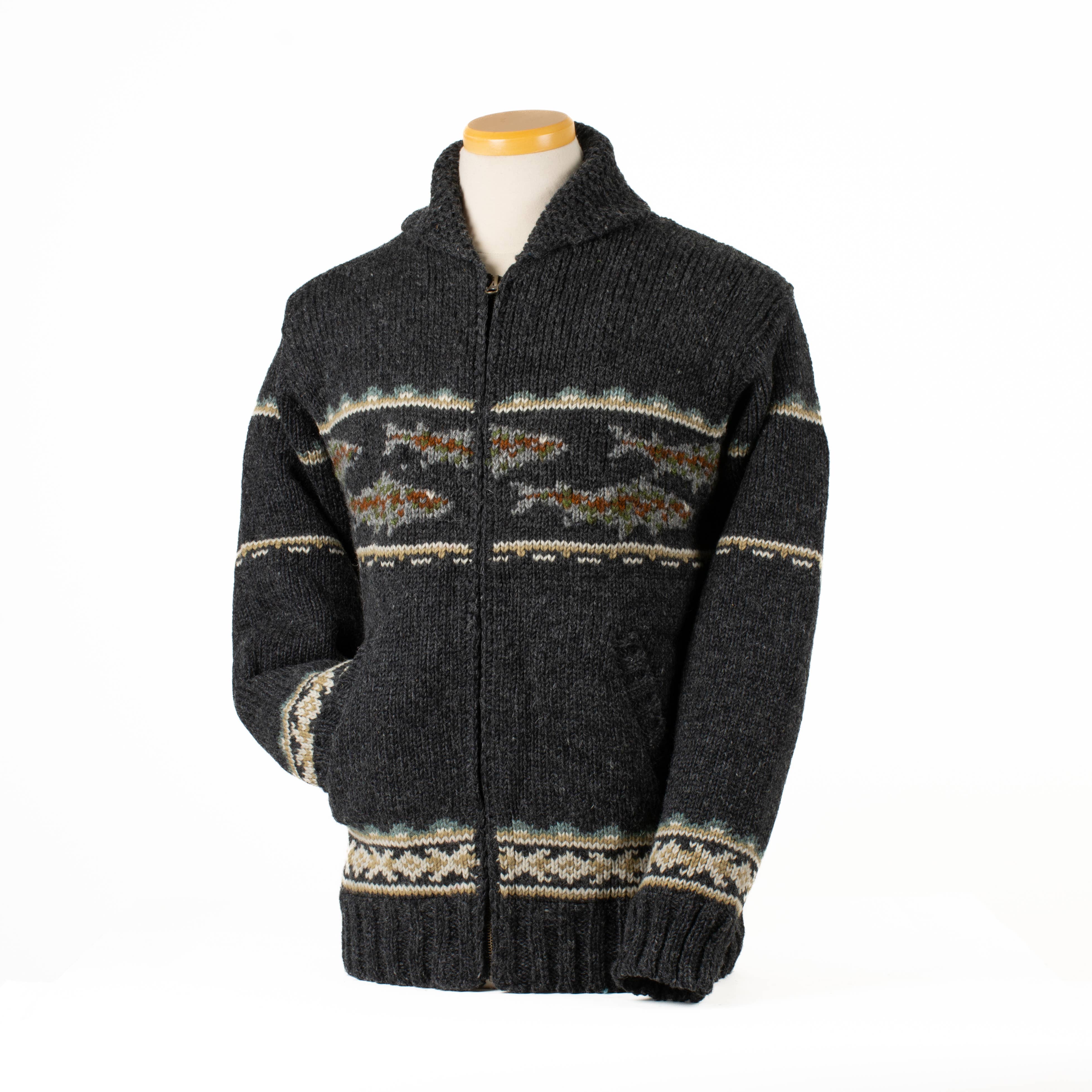 Lost Horizons Knitwear – Ships from USA - Vente Pull en maille – homme - Pull "Gone Fishing" – Tricot en laine pour aventure en pleine nature3