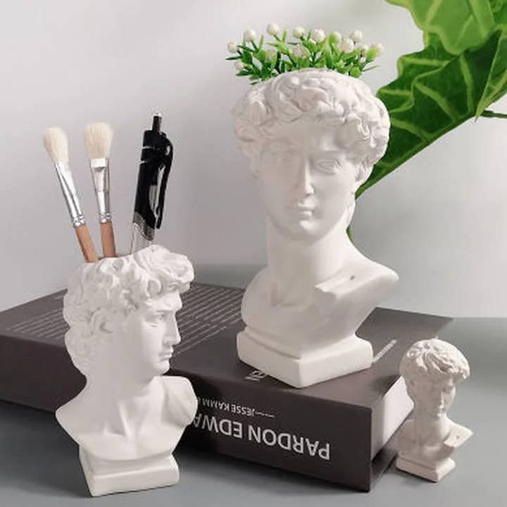 BuddhAayurveda - Venta al por mayor Escultura - Preciosa maceta con forma de cabeza de David para decoración del hogar a granel