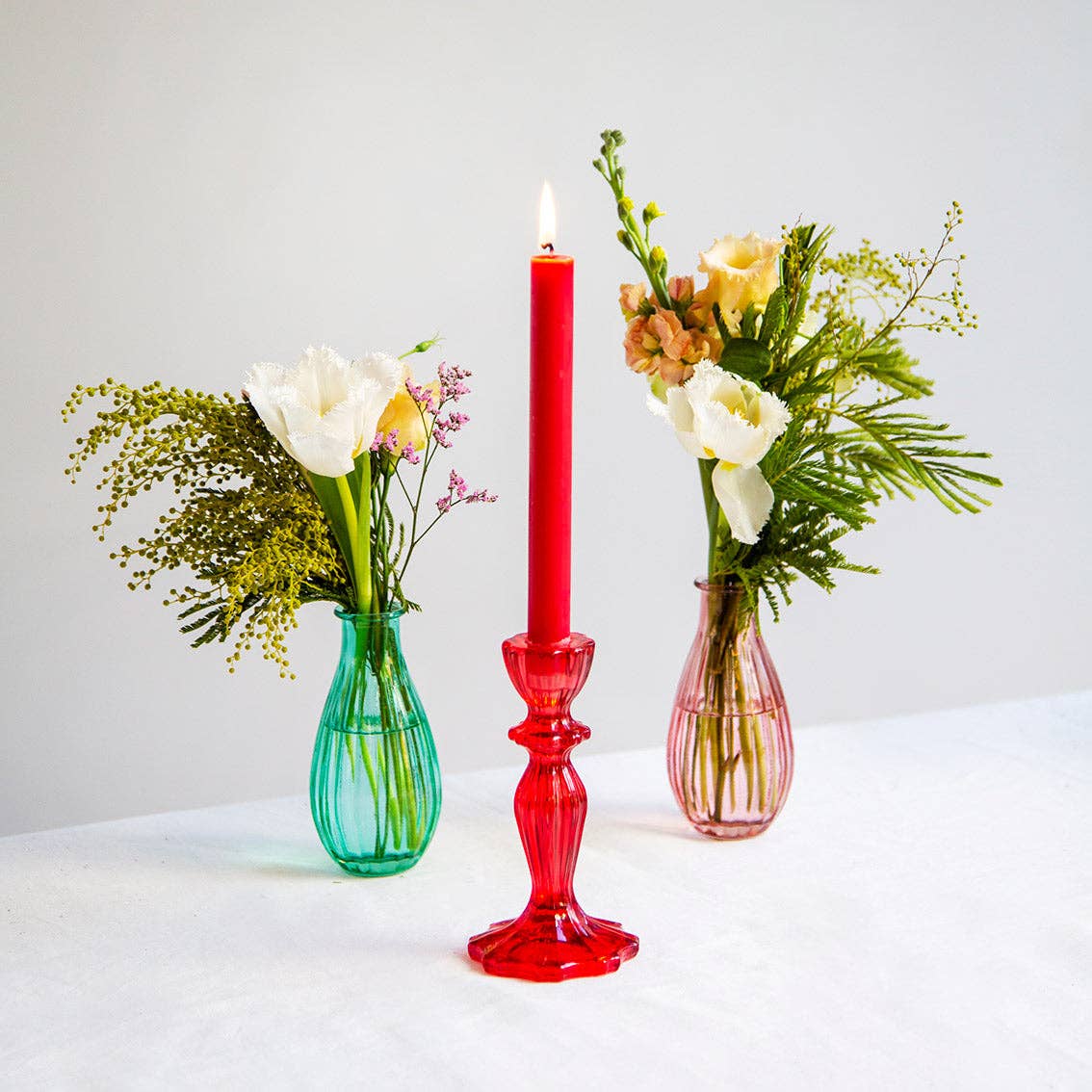 Talking Tables USA - Wholesale Candle Holder - Red Glass Candle Holder | Valentines Decor |1