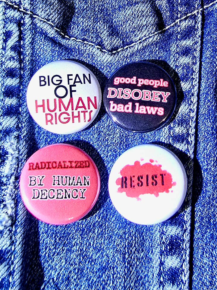 Resist Set of One Inch Buttons for wholesale by Femmearchist