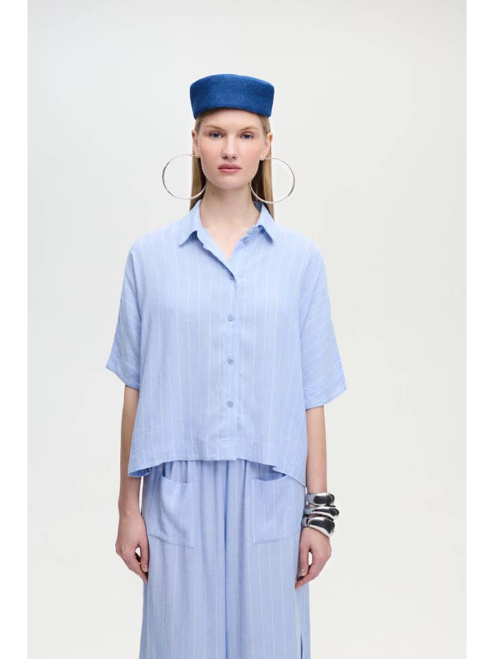 Fulmarix - Wholesale Blouse - Women's - Striped Linen Blend Shirt (3516); 19% Linen 81% Viscose4