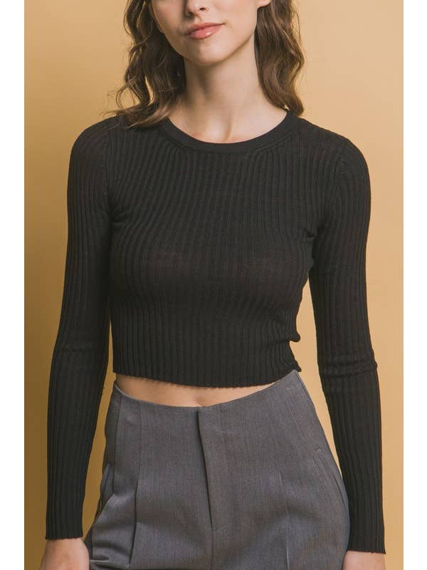 Vanilla Monkey - Wholesale Knit Top - Women's - Cropped Ribbed Sweater Top