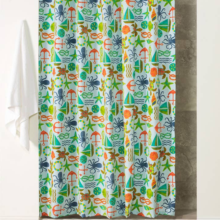 Seapoint Blue Summer Shower Curtain for wholesale by Thomasville at Home