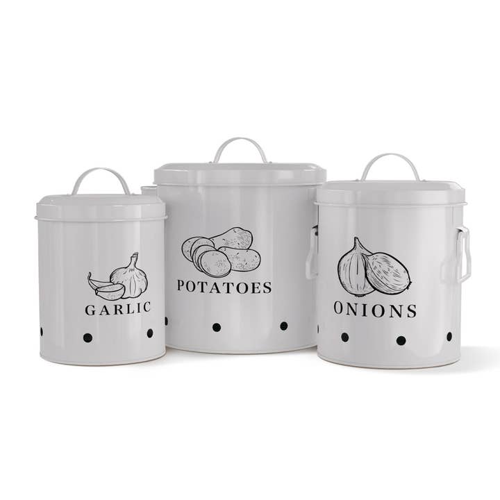 Kook - Wholesale Canister Set - Kook Potato, Onion & Garlic Storage Canisters, Set of 3