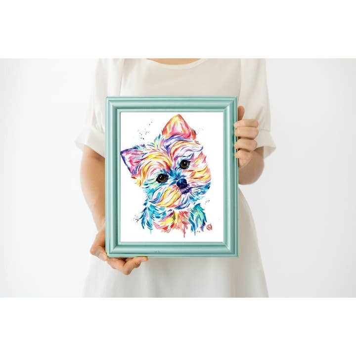 Whitehouse Art - Wholesale Art Print - Yorkie Watercolor Painting - Pet Art Cards, Pet Gift