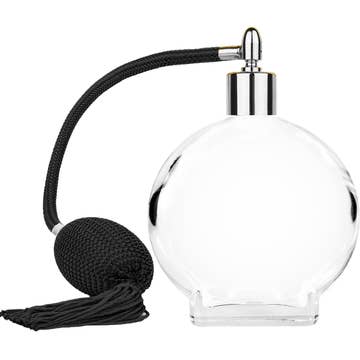 Best Bottles - Wholesale Atomizer Bottle - Clear Circle Glass Bottle-100ml (Multiple Bulb&Cap Colors)