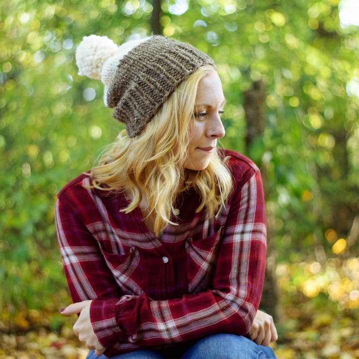 The Mika 2-Tone Beanie with Pompom for wholesale by Wo-He-Lo Knitwear