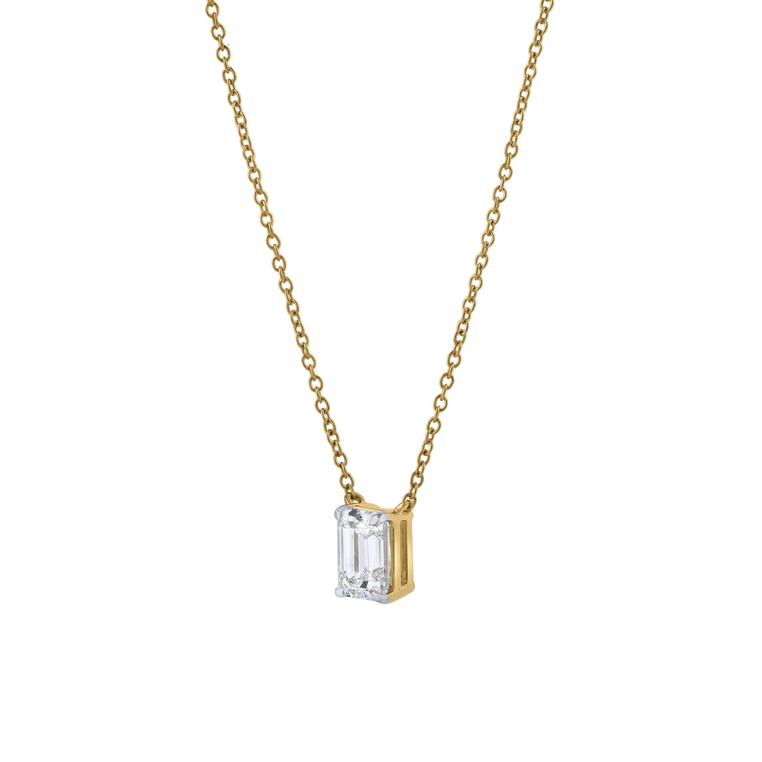 LuvMyJewelry (LMJ) - Wholesale Pendant/Charm Necklace - Emerald Elegance 14K Yellow Gold Lab Grown Diamond Necklace - 1.05 ct1