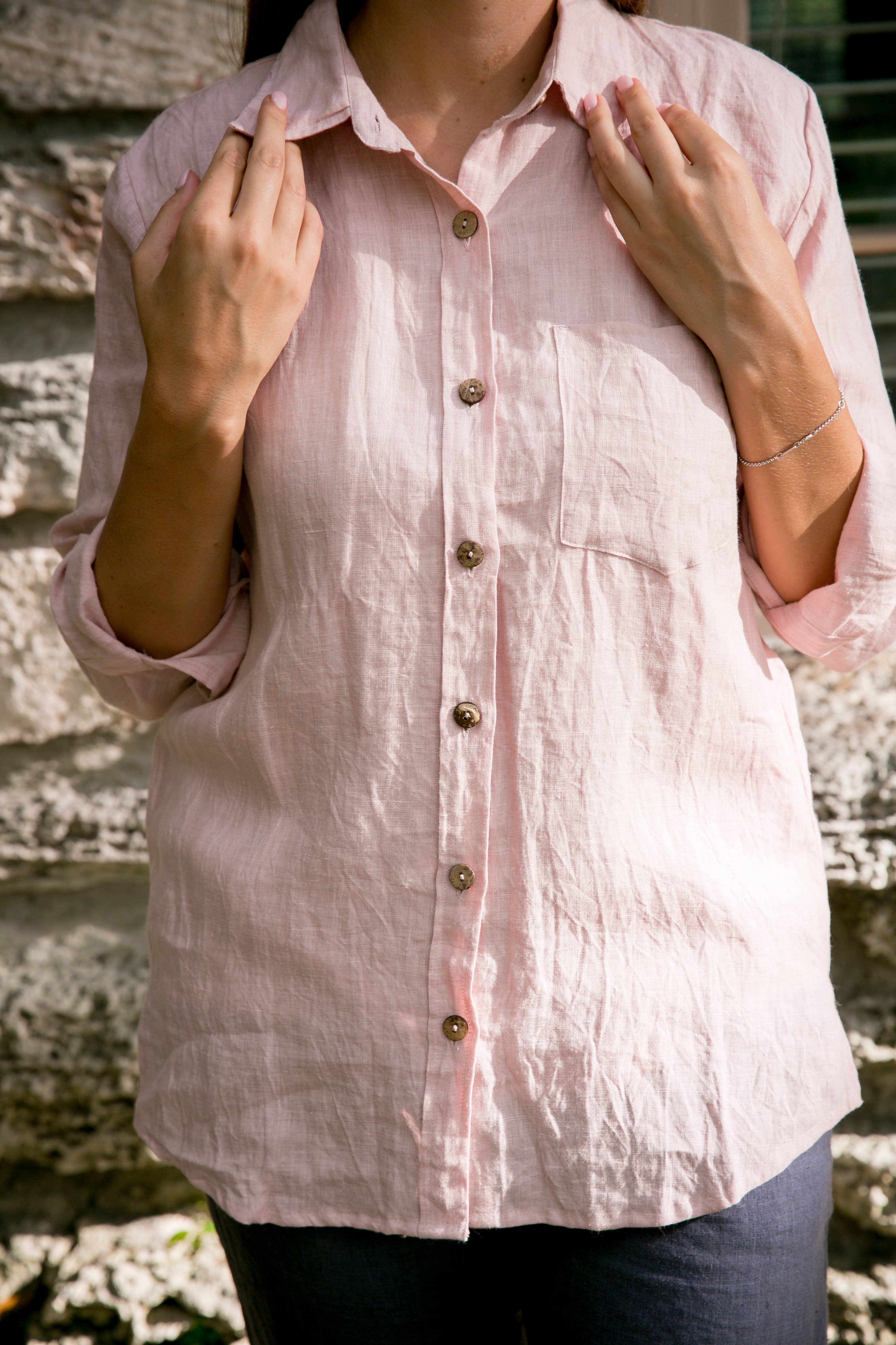 VIKOLINO - Wholesale Button Down Shirt - Women's - Linen Boyfriend Shirt7