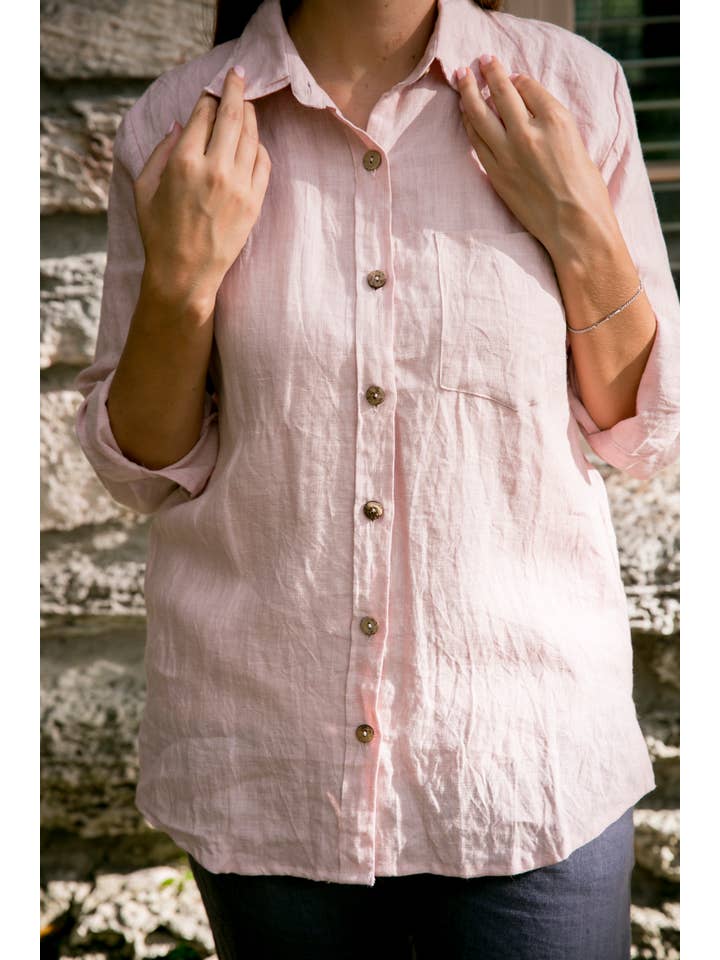 VIKOLINO - Wholesale Button Down Shirt - Women's - Linen Boyfriend Shirt7