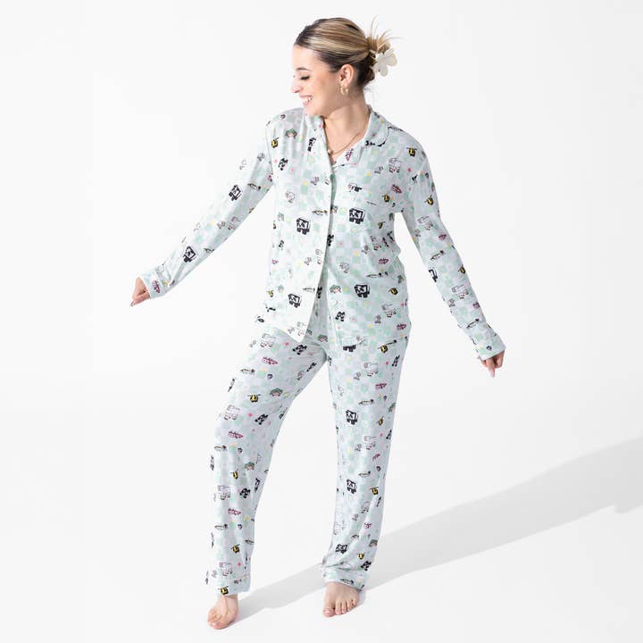 Bellabu Bear - Wholesale Sleepwear Set - Women's - Minecraft Sleep Repeat Bamboo Women's Pajama Set