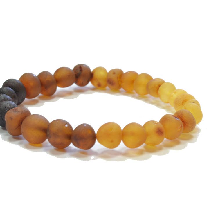 The Natural Amber - Vente Bracelet de perles - Bracelet en perles d'ambre brut baroque arc-en-ciel pour adulte