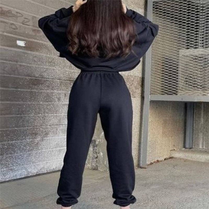 kycozy – Conjuntos Casual - Mulher por atacado – Conjunto de Calças e Hoodie Desportivo Casual Bordado5