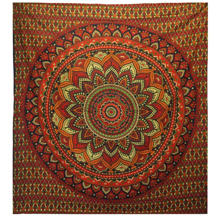 Double Cotton Quilt + Tapestry - Mandala Classic - Green for wholesale by AW Artisan