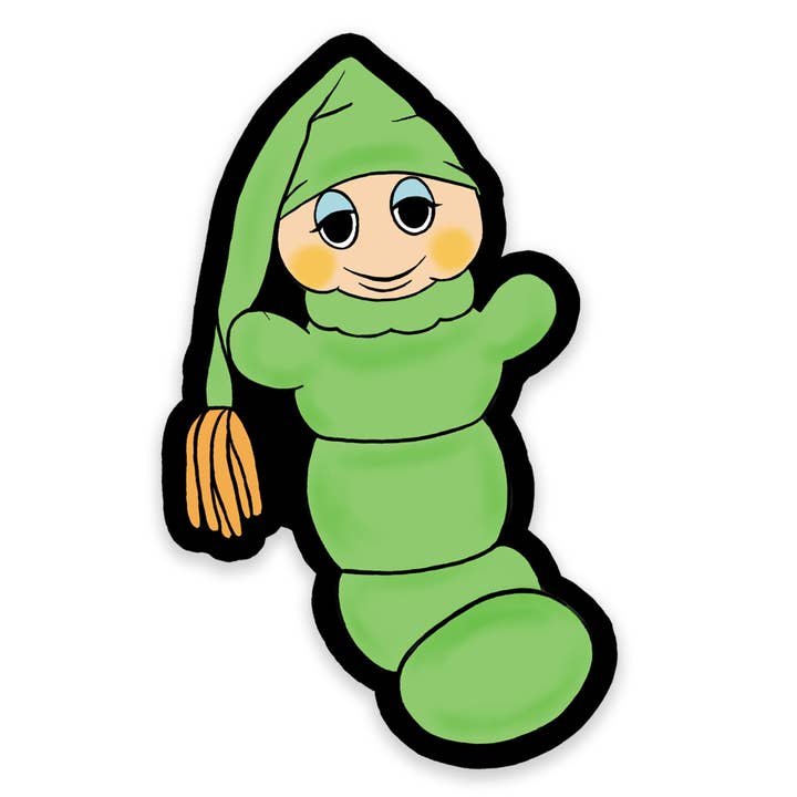 Glow Worm Vinyl Sticker for wholesale by Bite Your Granny