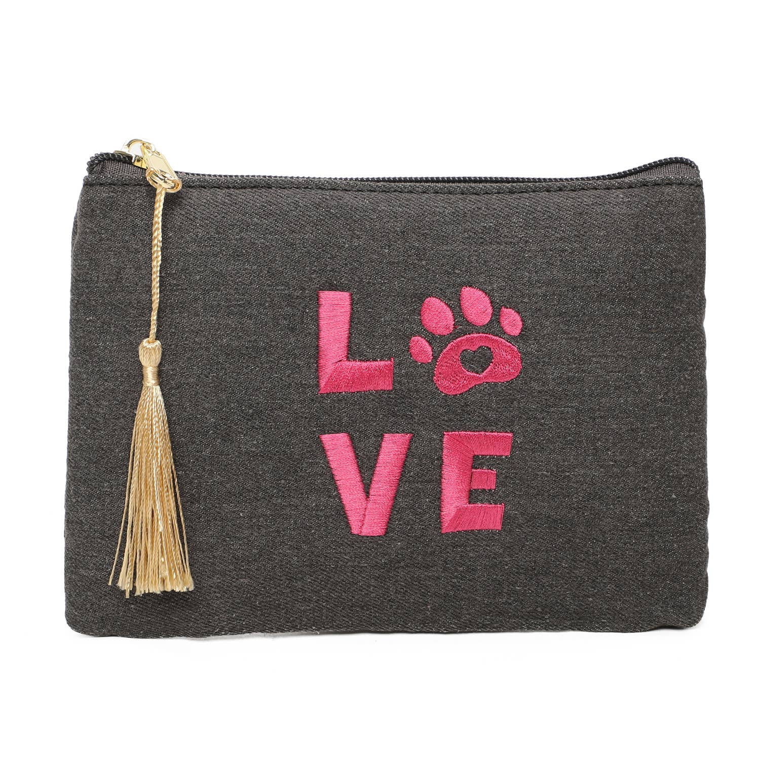 INES DELAURE – Engroshandel Posetaske - Dame – Pung med lynlås og 'LOVE' tekst med kattepote7