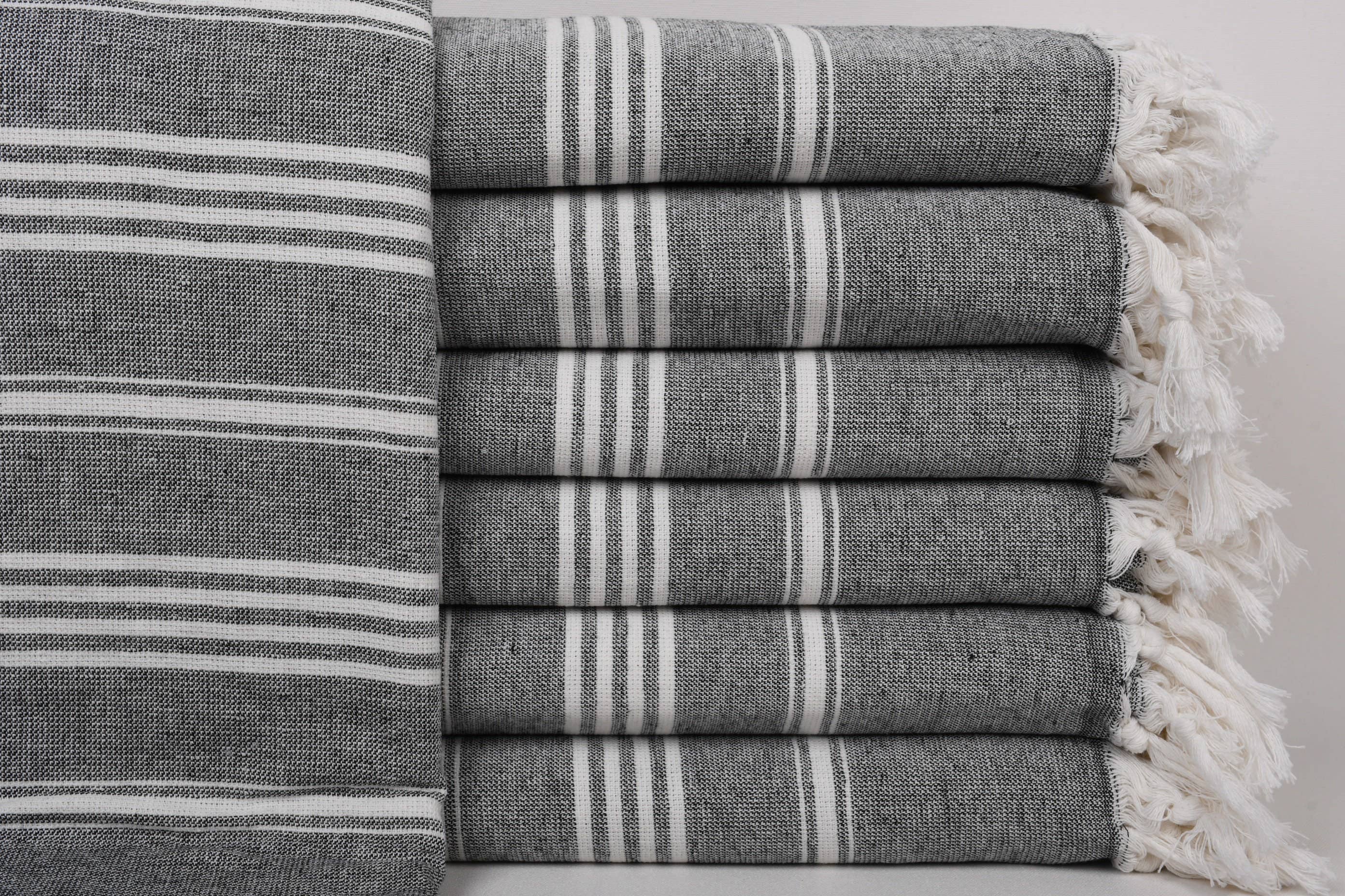 Organic Turkish Towels - Wholesale Beach towel - Turkish Beach Towel, Elegant Black Striped Towel