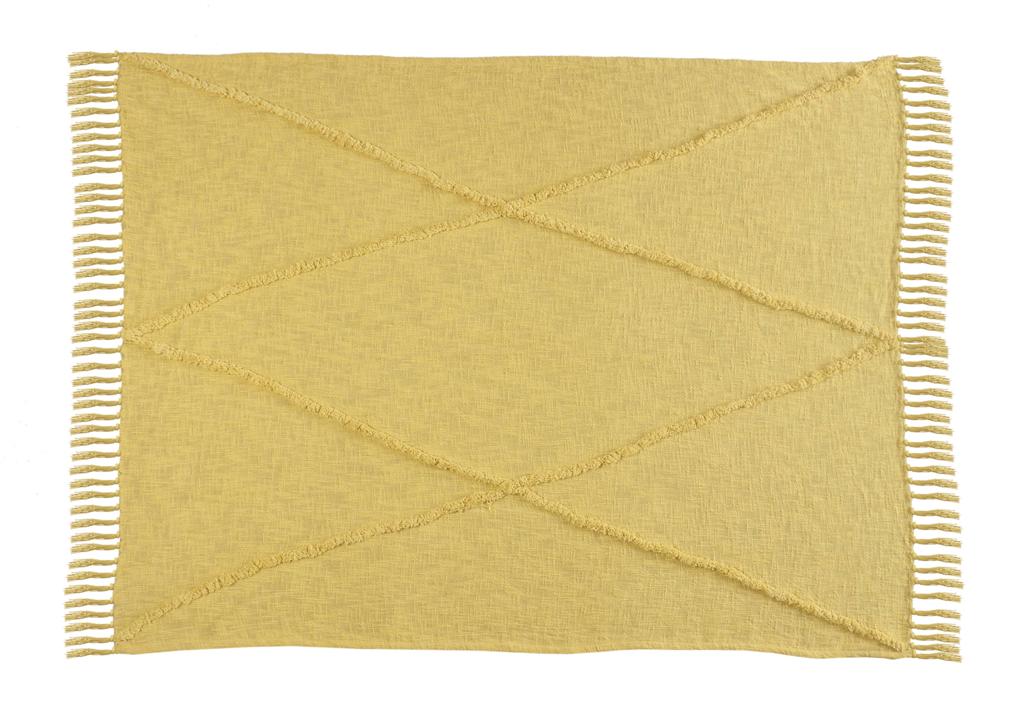 LR Home - Wholesale Throw Blanket - Bohemian Basics Decorative Diamond Tufted Cotton Throw3