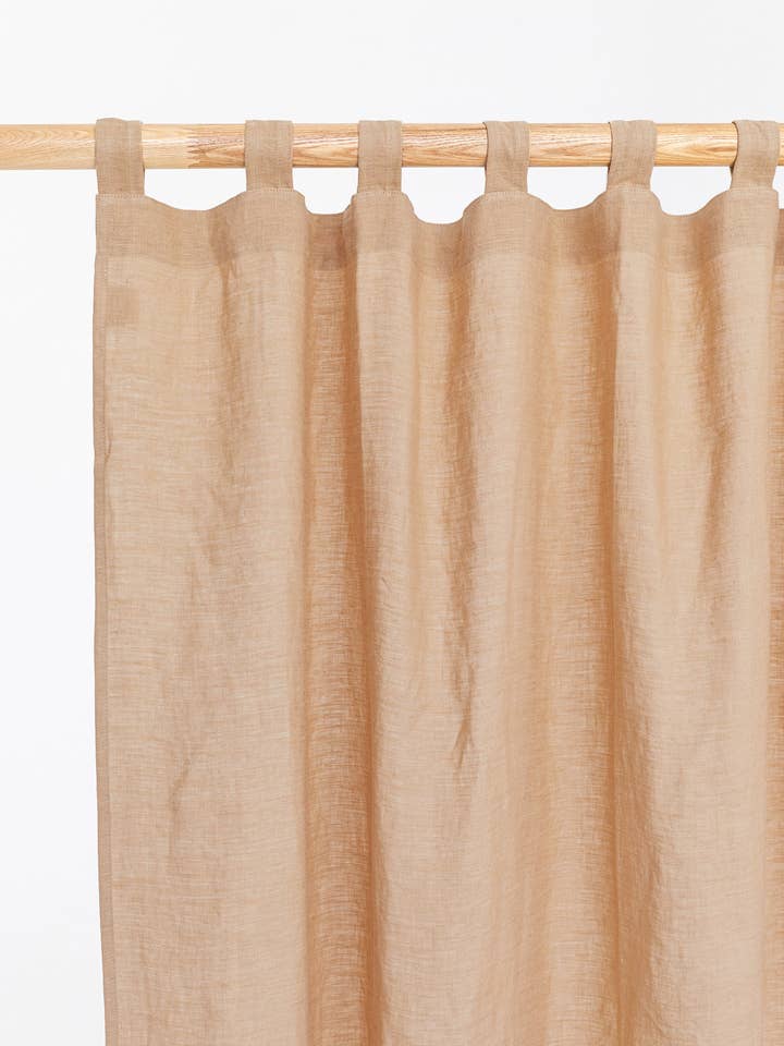 Tab top linen curtain panel (1 pcs) in Latte for wholesale by MagicLinen (We handle U.S. import procedures for you)