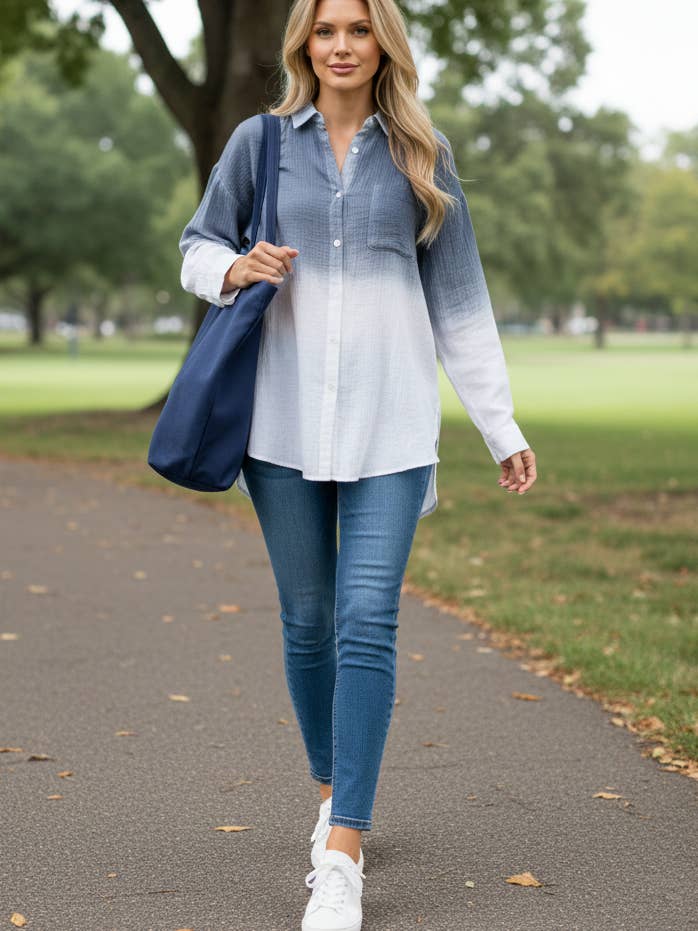 Willow Cotton Gauze Hand Dyed Shirt for wholesale by Joh Apparel