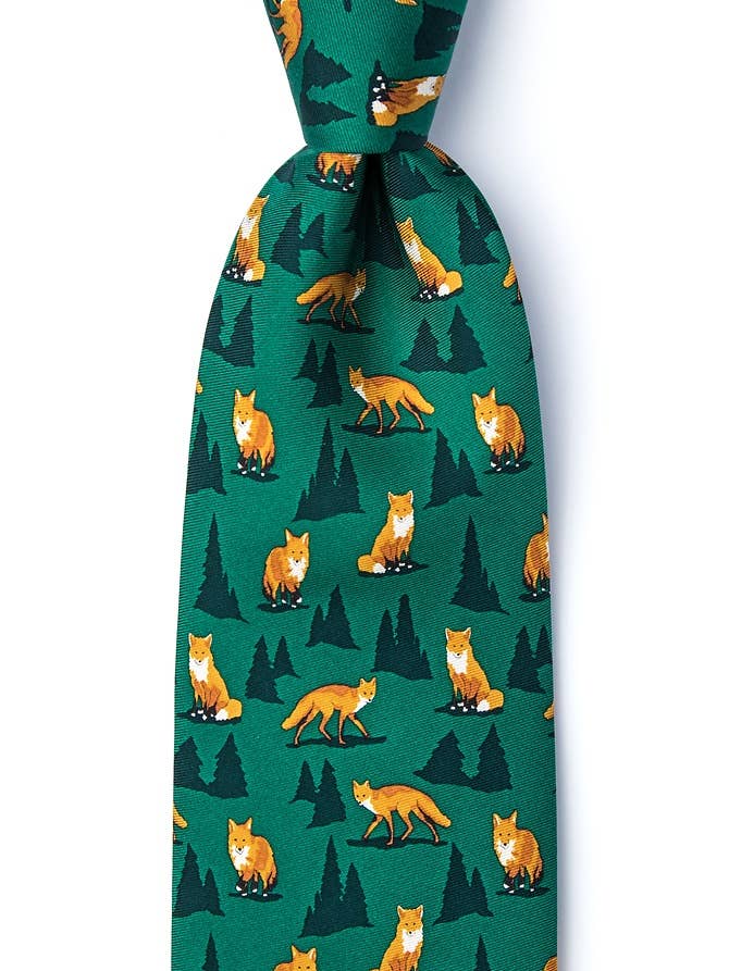 For Fox Sake stropdas - Groene zijde - CLOSEOUT voor wholesale door Alynn