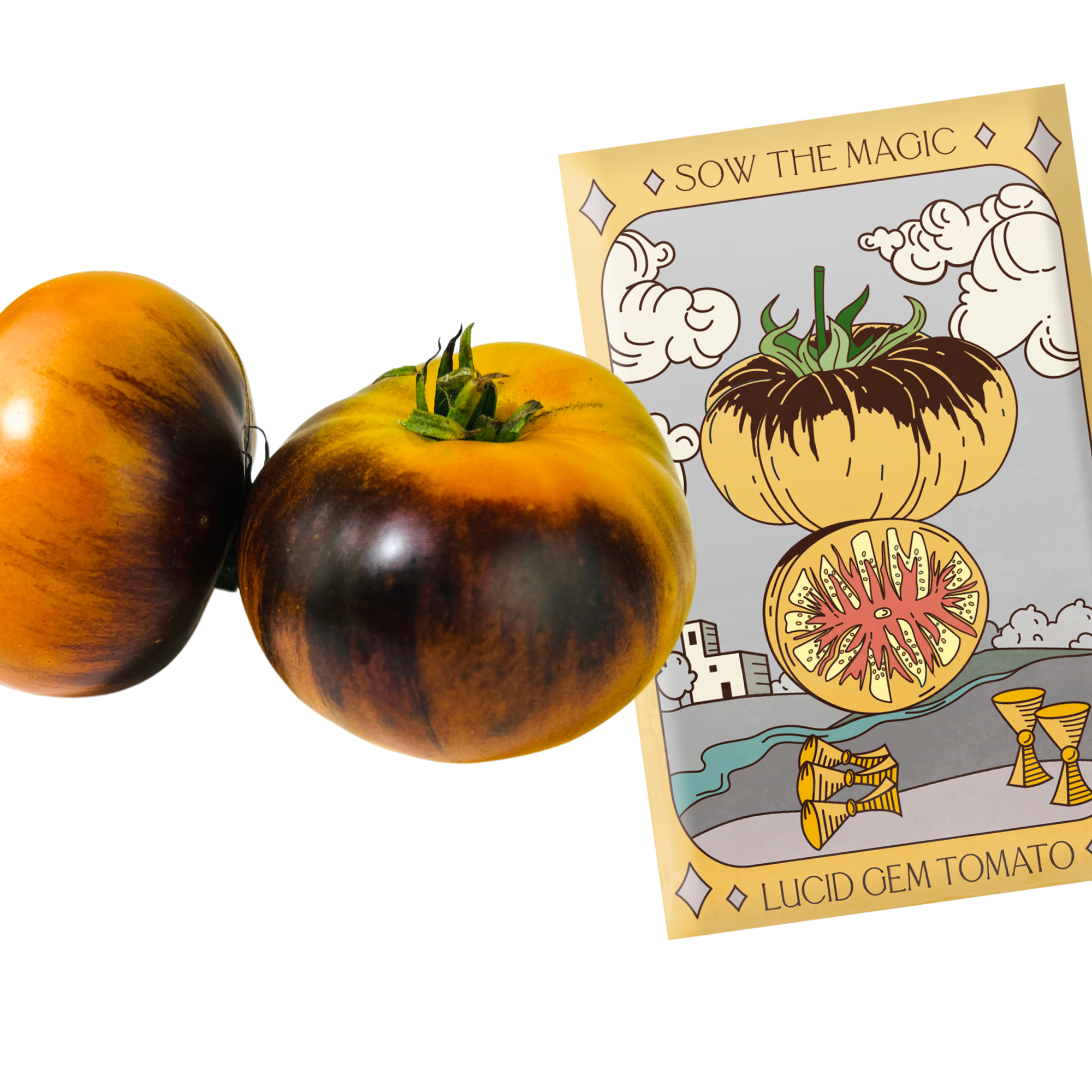 Sow the Magic - Vente Graines de plantes - Paquet de graines de tarot de tomate Lucid Gem4