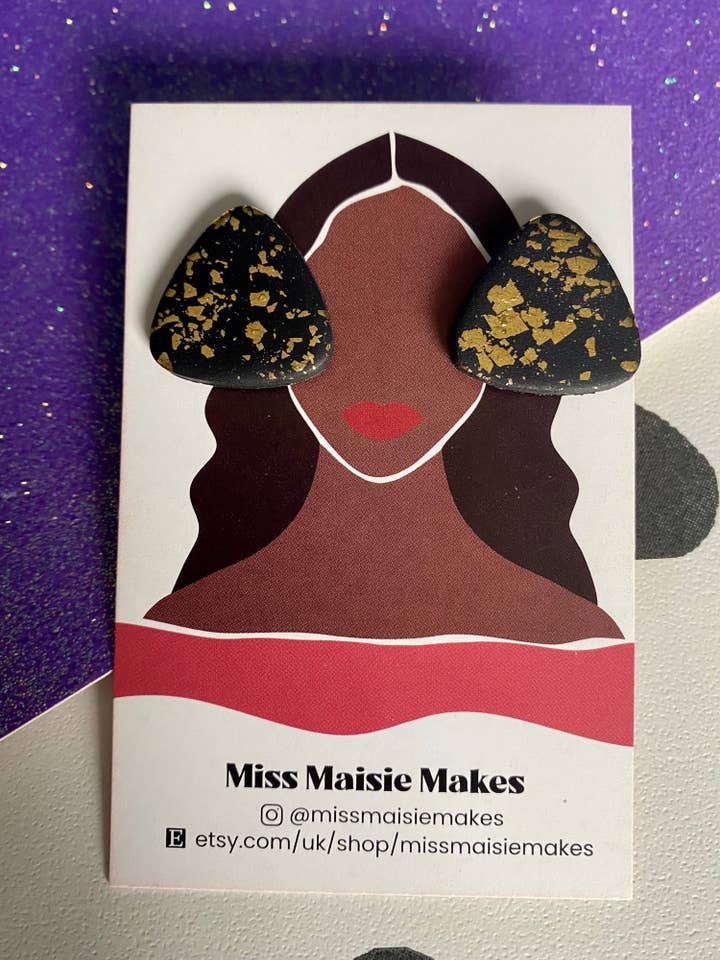 Patilhas em argila polímero preto e dourado - 2 estilos disponíveis por atacado de Miss Maisie Makes