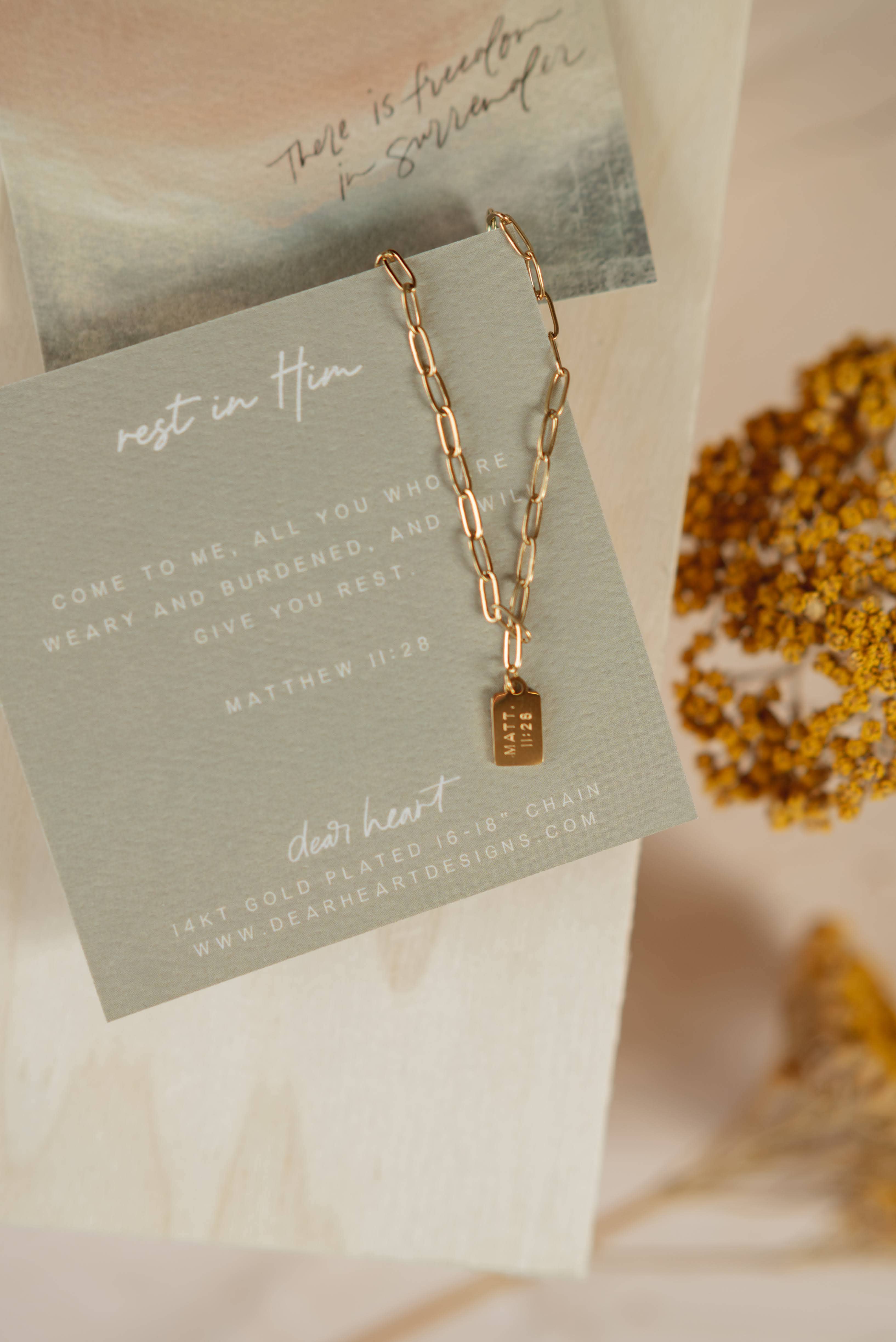 Dear Heart - Wholesale Pendant/Charm Necklace - Rest in Him Mini Tag Necklace | Christian Jewelry2