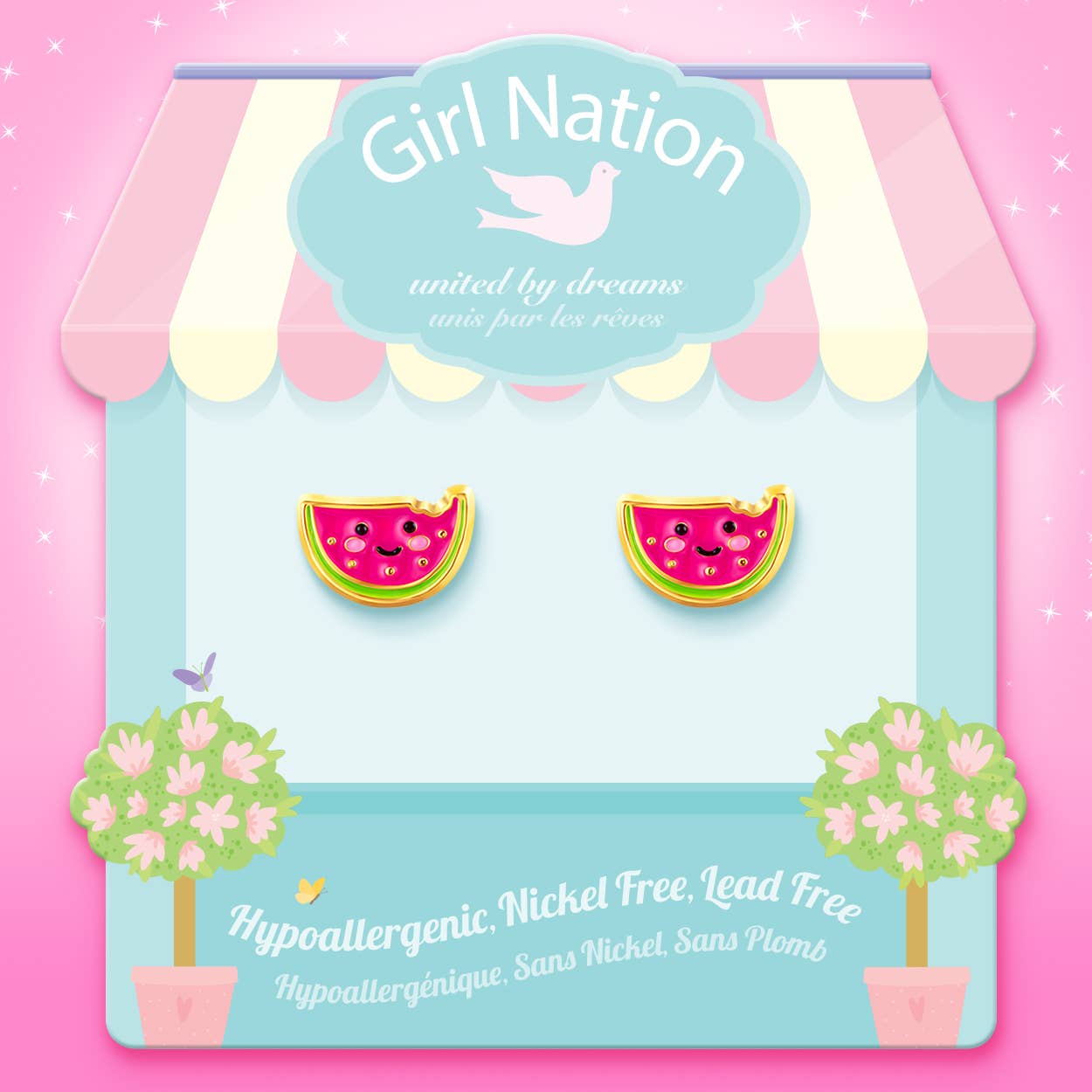 Girl Nation | Kids Jewelry | Easter Gifts - Wholesale Earrings - Kids - One in a Melon | Cutie Studs | Hypoallergenic Earrings2