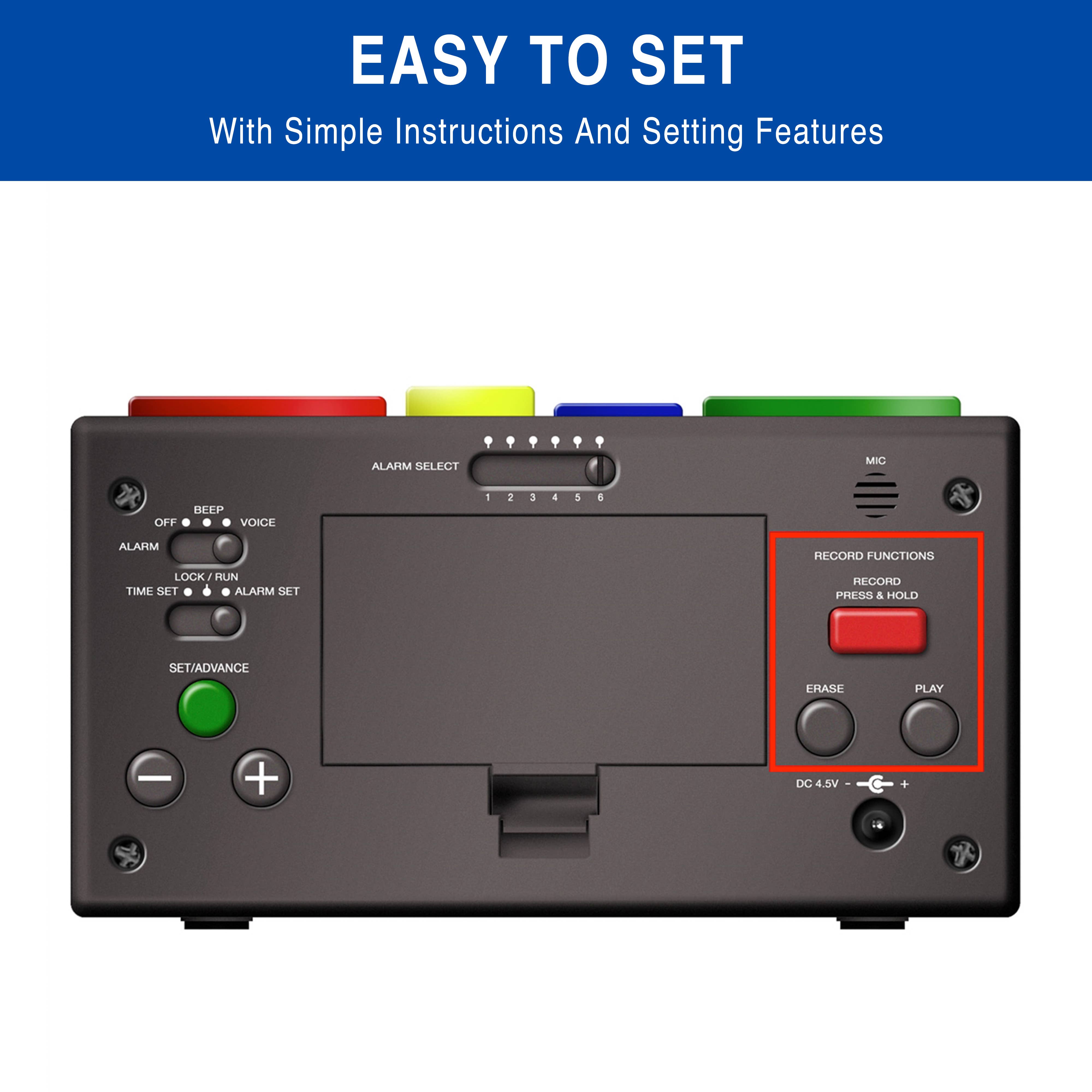 Medcenter Systems - Wholesale Alarm Clock - MedCenter Your Minder Recordable Talking Reminder Clock5