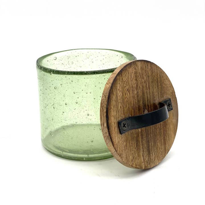 LUX FRAGRANCES - Wholesale Drinking Glass/Cup - 14oz Hand Blown Glass and Stained Lid with Handle