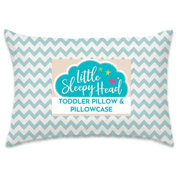 Toddler Pillow + Pillowcase Set - Chevron Teal - 13"x18" for wholesale by Little Sleepy Head