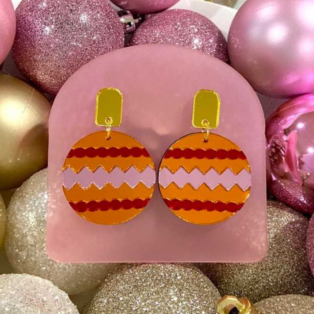 Pipp Pop – wholesale Dangle earrings – Christmas Bauble Earrings  - 6 Colours Available6