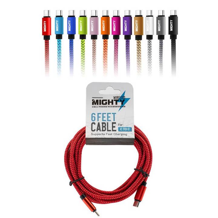Mighty Wireless – wholesale Charging cable – 6FT Fabric Type C to Type C Cable Mighty CC6FT