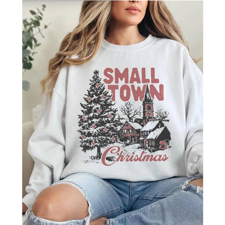 Small Town Christmas Scene T-Shirt or Crew Sweatshirt for wholesale by Peach Closet