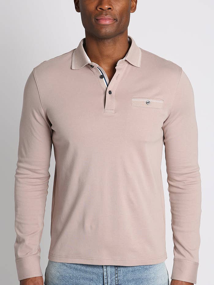 Luxe Cotton Long Sleeve Polo Shirt for wholesale by JACHS NY
