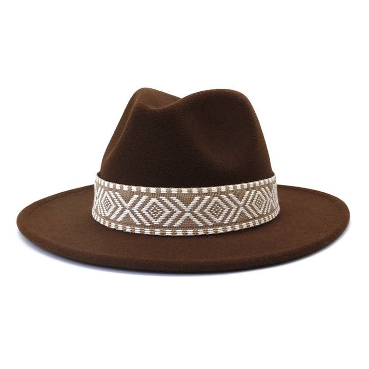 Suzie Q USA - Wholesale Fedora - Women's - Aztec Belt Retro Flat Fedora Hat7