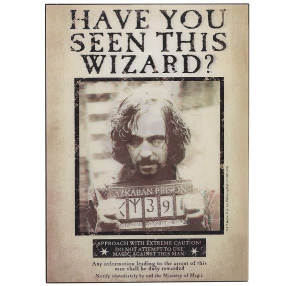 Open Road Brands, LLC - Wholesale Sign - Sirius Wanted Poster Harry Potter Wood Wall Decor