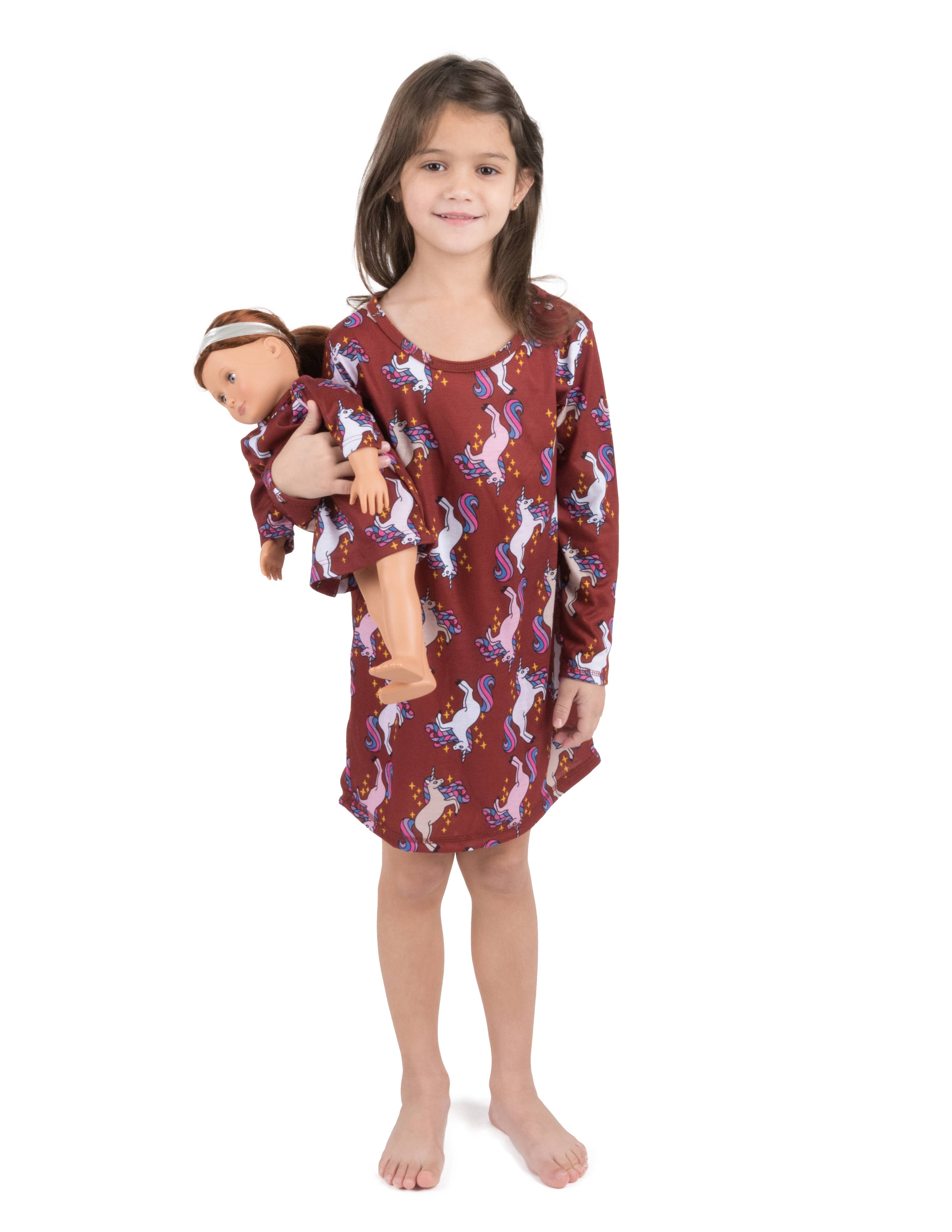 Leveret Pajamas - Wholesale Nightdress - Kids - Kids Girl & Doll Unicorn Nightgown0