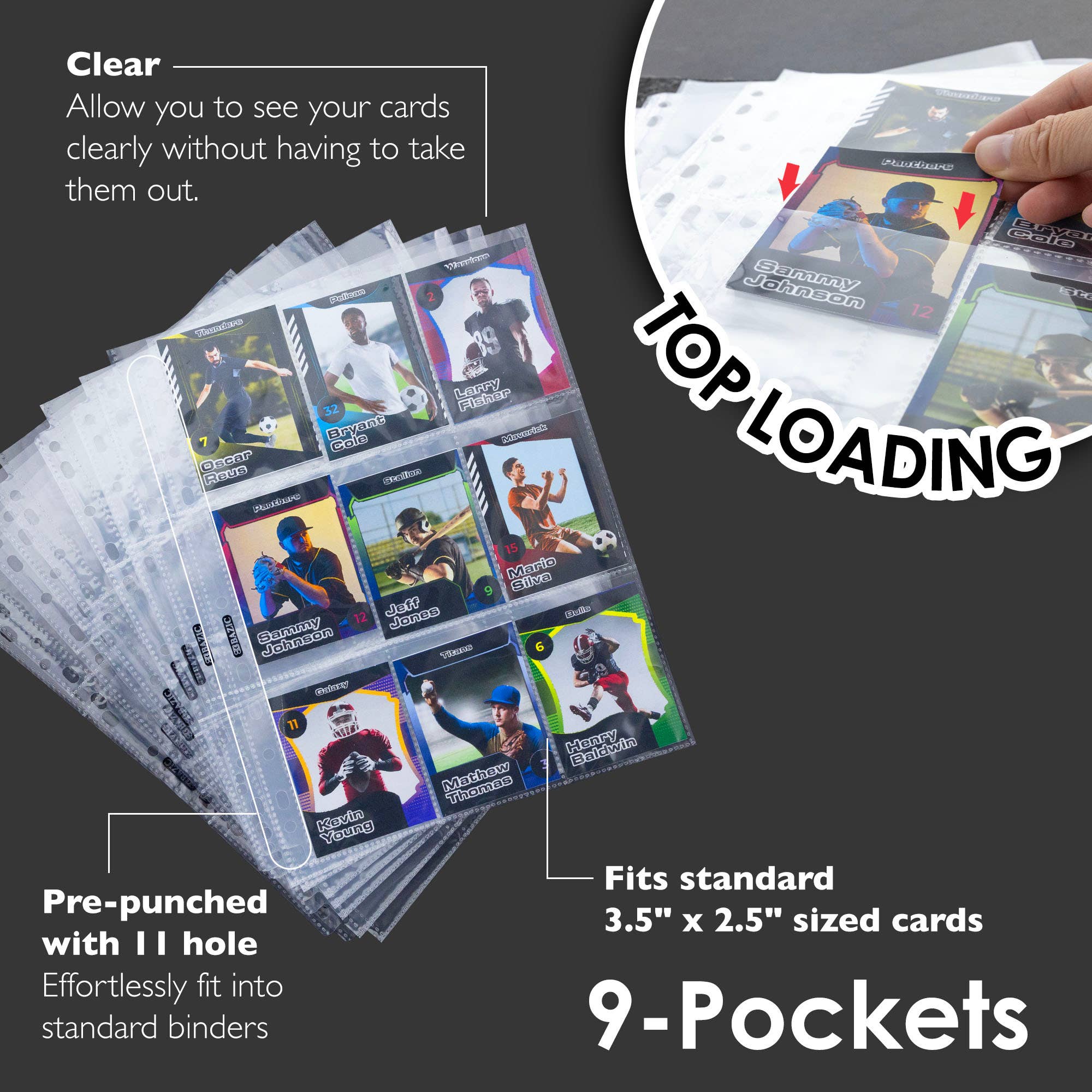 BAZIC Products - Wholesale Card Holder - Unisex - Trading Card Holders Top Loading 9-Pockets (10/Pack)3