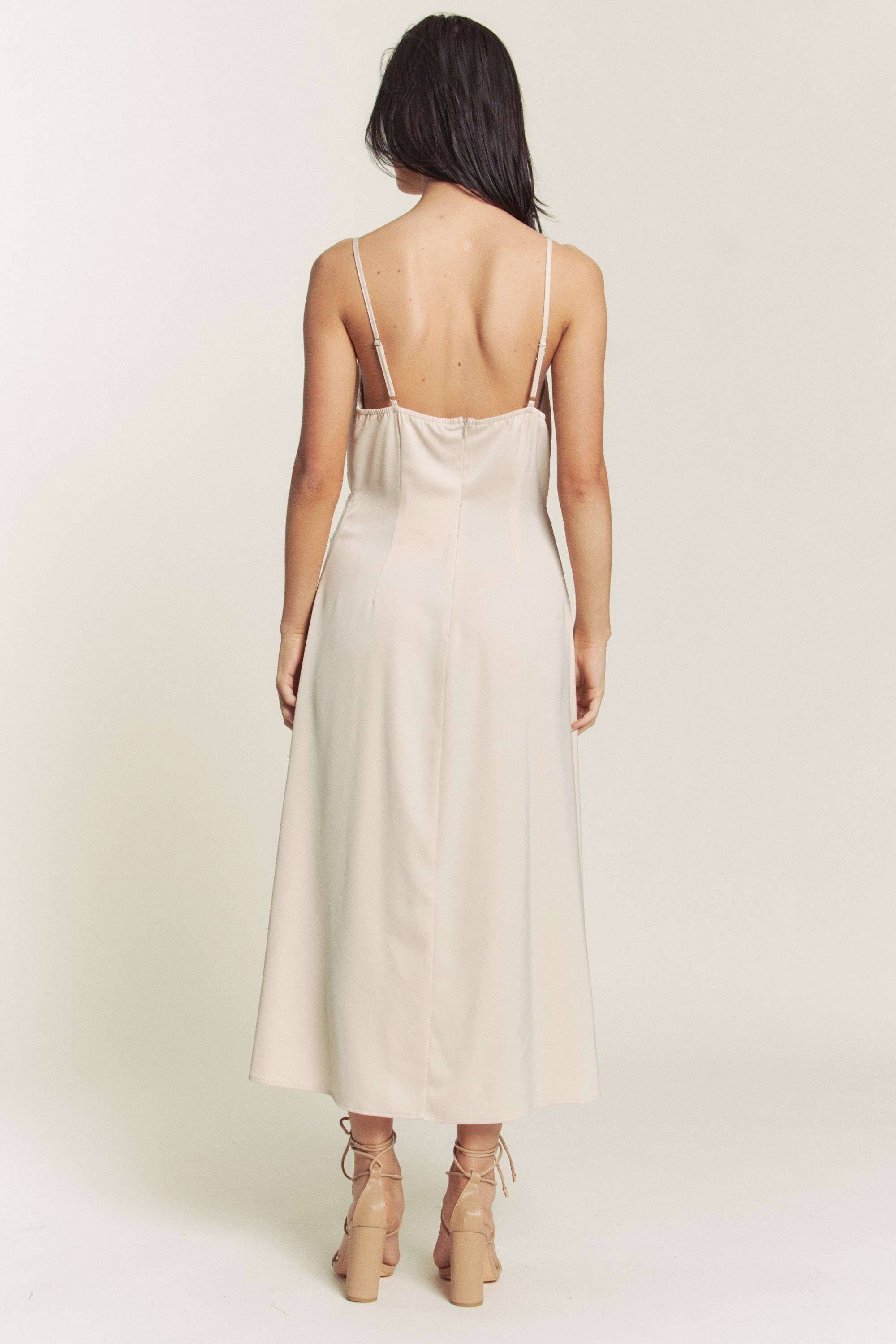 Hers & Mine - Wholesale Dress - Women's - SATIN SPAGHETTI STRAP X LACE TRIM MIDI DRESS8